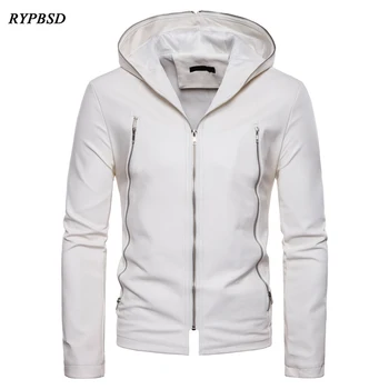 

Autumn Men's Biker Hooded Leather Jacket Slim Fashion Motorcycle Leather Coat Faux PU Leather Jackets Jaqueta Couro