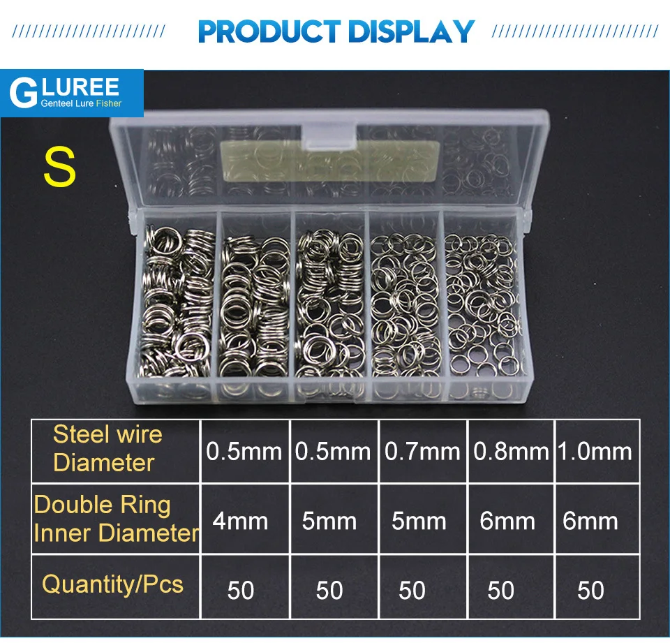 GLUREE-Double-Split-Rings-Set-Stainless-Steel-Ring-Fishing-Hook-Lure-Connectors-Set-With-Box-Mixed-Size-Fishing-Tackle_05