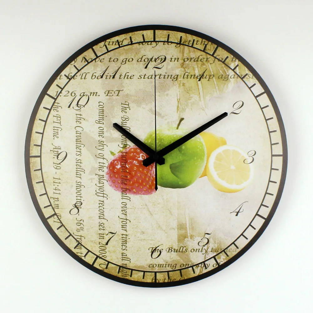 Brand 3d fruits kitchen watch with waterproof clock face warranty 3 years fashion dining room