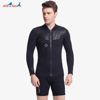 

Man 3 mm neoprene diving suit SCR thickening thermal long sleeve before diving suit jacket zipper swimsuit