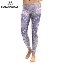 Nadanbao Новые поступления леггинсы Для женщин фиолетового цвета с цветочным узором и мандалой цифровые печатные женские тонкие эластичные тренировки размера плюс леггинсы
