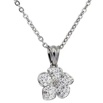 

New Arrival Shining CZ Crystal Lady Fashion Flower Pendant Necklace For Women Stainless Steel Jewelry