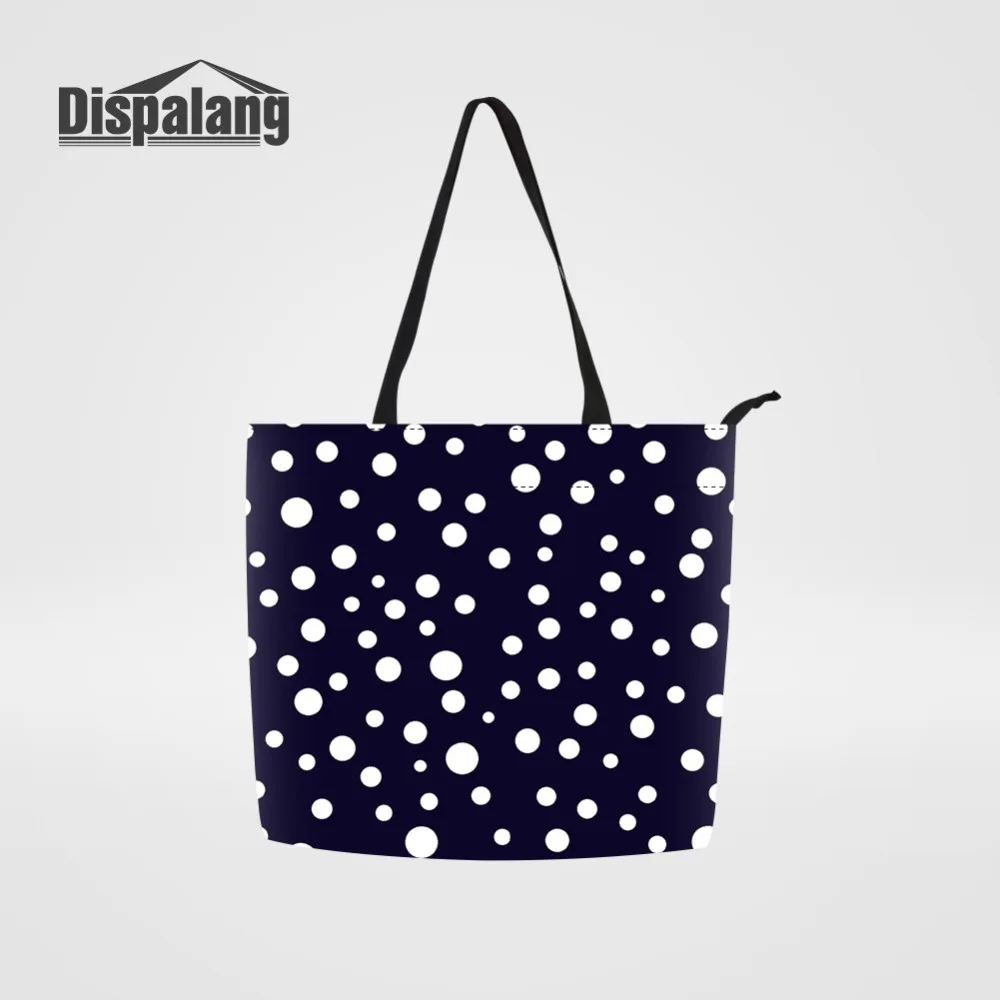 

Dispalang Ladies Reusable Grocery Bags Dot Print Shopping Handbag Woman Custom Shoulder Bag Women's Portable Shopping Totes Bags