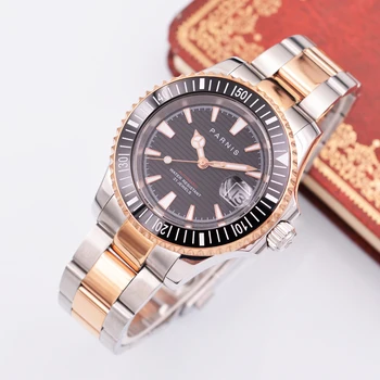 

Parnis 40mm men's automatic mechanical watch stainless steel mechanical watch fashion business calendar black watch