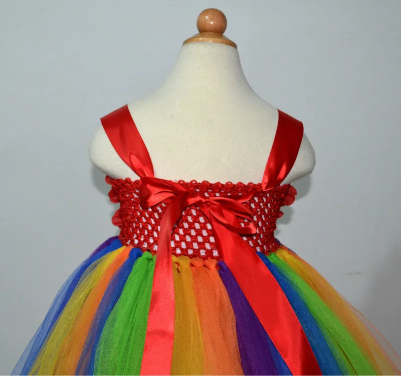 2016-New-style-flower-girl-dress-5-color-mix-tulle-red-crochet-top-red-flowers-handmade (2)