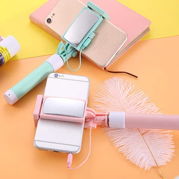 

Selfie Stick Extendable Monopod Wired with Rearview Mirror Universal for Android iPhone