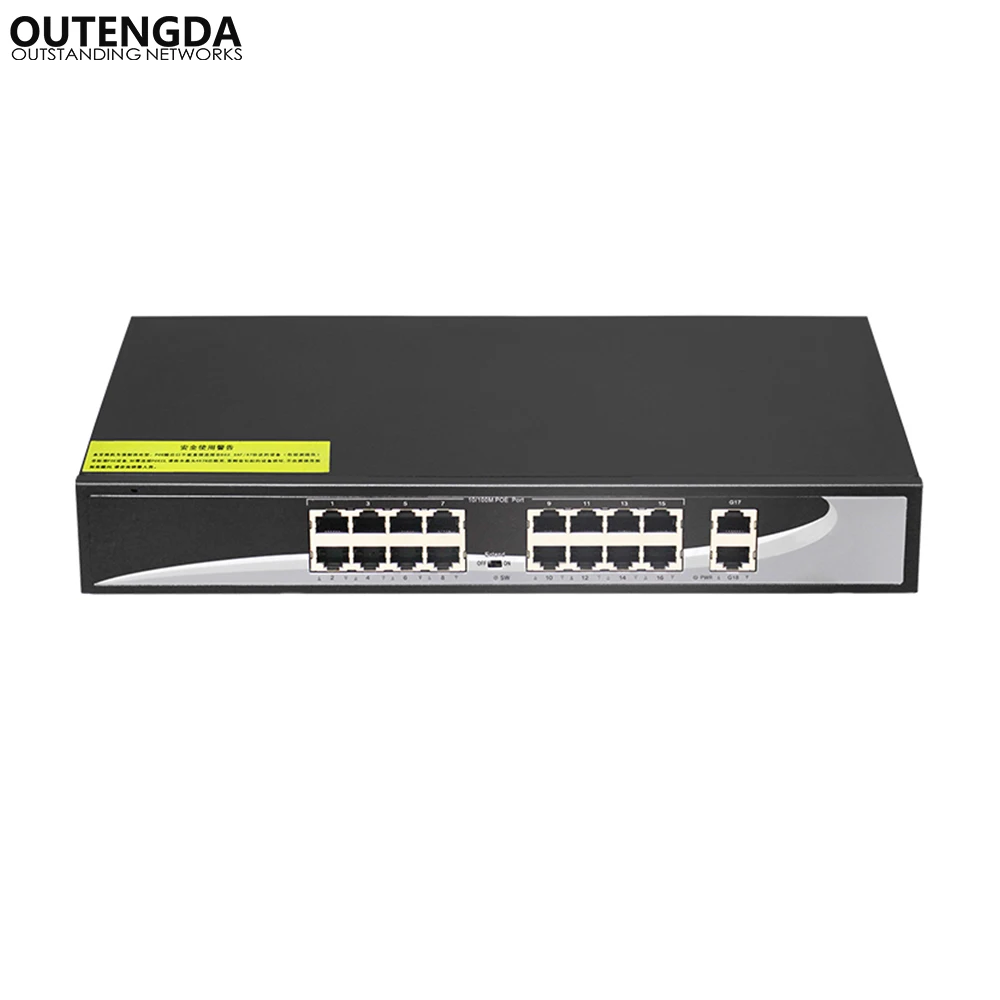 16 ports POE Switch with 16 10 100M POE Ports 2 Gigabit Uplink Supply 24v Power