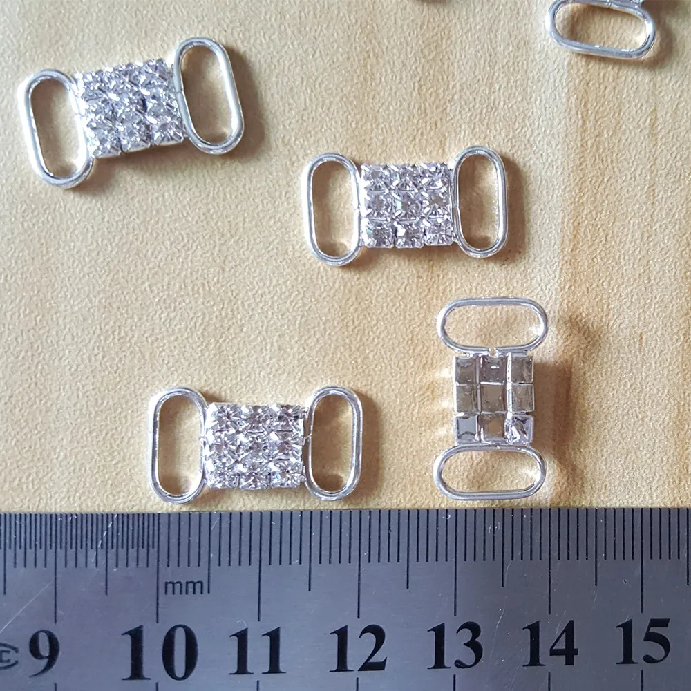 

CJSIR 10Pcs Rhinestone Crystal Bikini Connectors Buckle Clasps Metal Chain for Swimming Wear Bikini Decoration