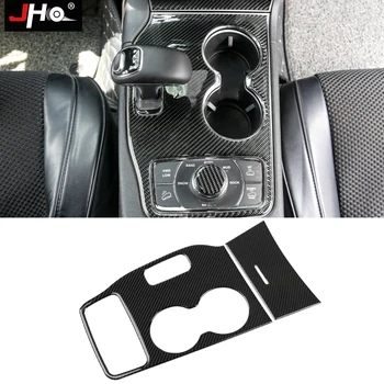 

JHO Real Carbon Fiber Gear Shift Water Cup Holder Panel Cover Trim For 2014 Jeep Grand Cherokee 2015 Car Styling Accessories