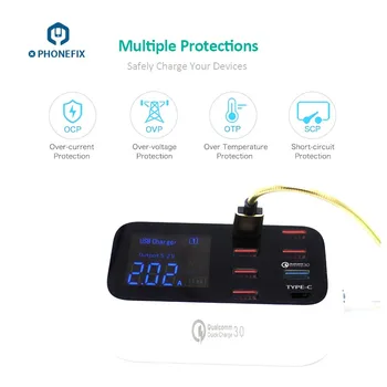 

Multiport USB Quick Charge Station Hub Universal USB Port For All Kinds Of Phone And Portable Source With 8 Port With Type-C
