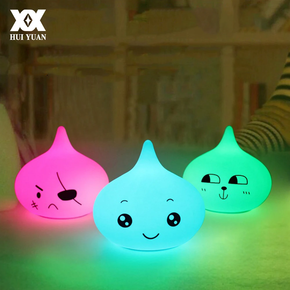 

Cute Cartoon Expression Soft Silicone Night Light LED 7 Color Breathing Lamp Decorative Sleep Lamp Pat Lights Children Gift