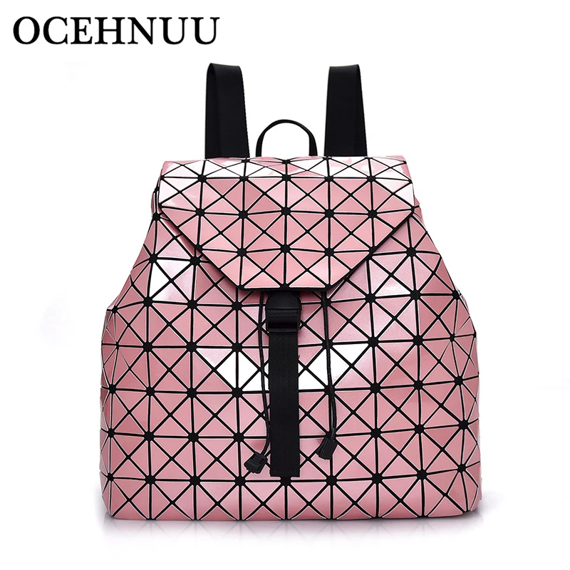

OCEHNUU Big Women Backpack Shoulder Bag Geometric Drawstring Holographic Female Backpack School Bags For Teenage Girls Bagpack