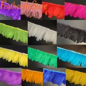 Разноцветное украшение из гусиных перьев 2 метра/шт окрашенное гусиное перо ленты/15-18 см украшение из гусиных перьев - Цвет: other color remark