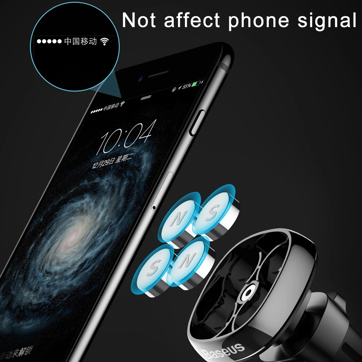 Baseus Metal Car Phone Holder For iPhone X 8 Sumsung S9 Xiaomi Mobile Phone Holder Stand Air Vent Mount Magnetic Phone Holder