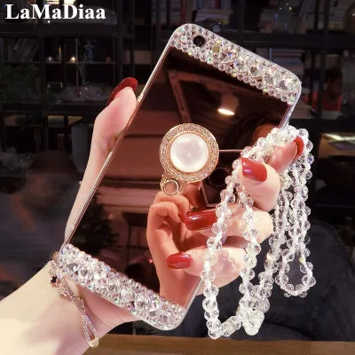 

For Samsung Note9 Note8 Note5 S10 S9 S8 Plus S7 S6 edge Case Luxury Fashion Bling Diamond Soft Mirror With 360 Ring Phone Case