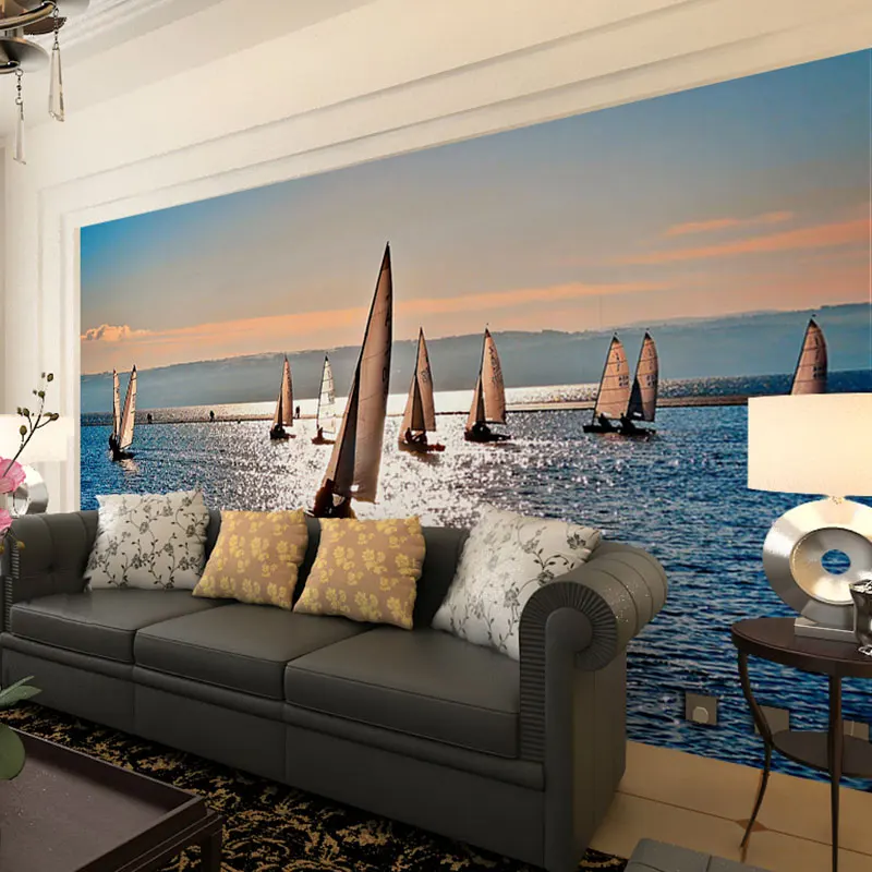 Home Office Decor Wall Papers Sailboats Photo Mural Wallpaper 3D Children's Room Living Self Adhesive Vinyl/ Silk | Обустройство