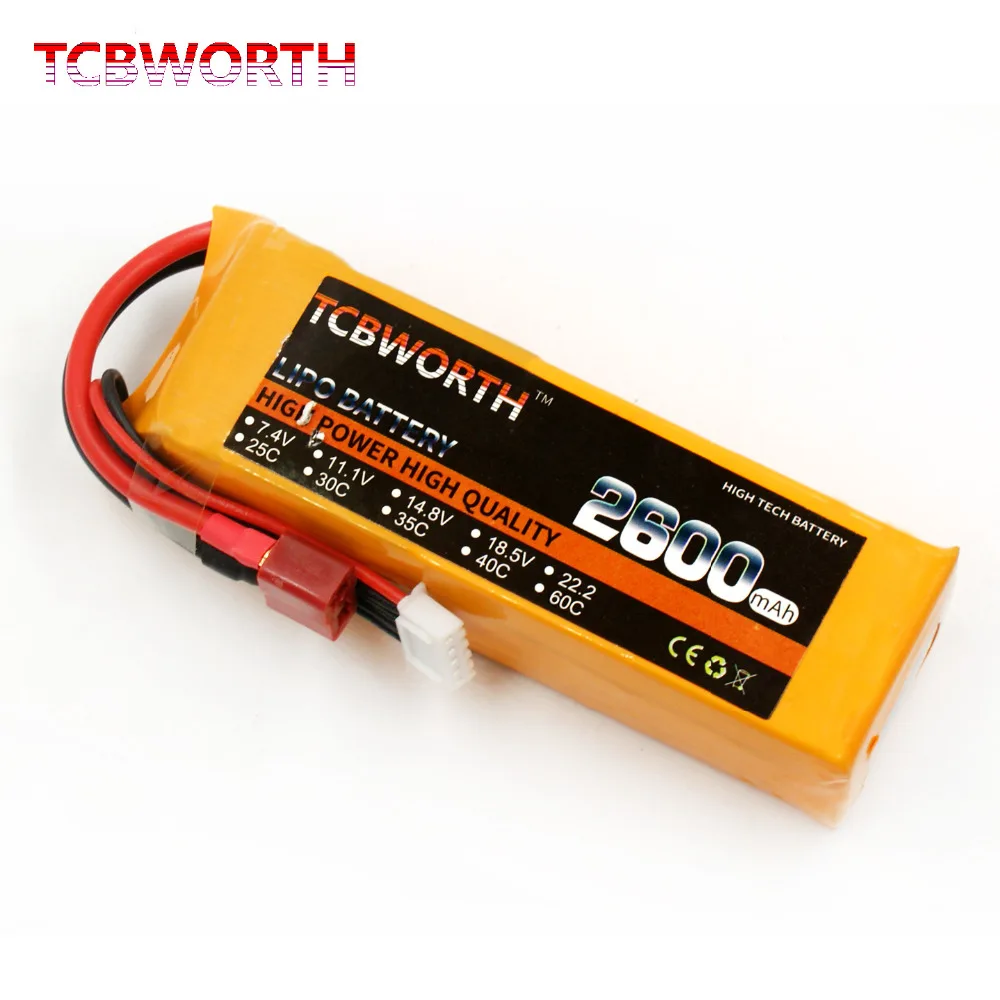 TCBWORTH Batteries 2S 7.4V 2600mAh 40C Max 80C RC Drone LiPo battery