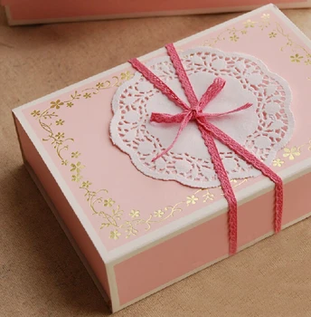 

Free Shipping 20pcs/lot Pink Paper Cake Box Gold Stamping Flower Pattern 2 Size Provided