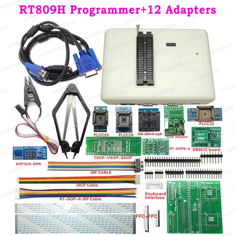 RT809H RT809F Универсальный USB программатор+ 31 tems с TSOP56 SOP44 PLCC44 1,8 V Адаптеры+ EDID Cble MMC-Nand Программист биос