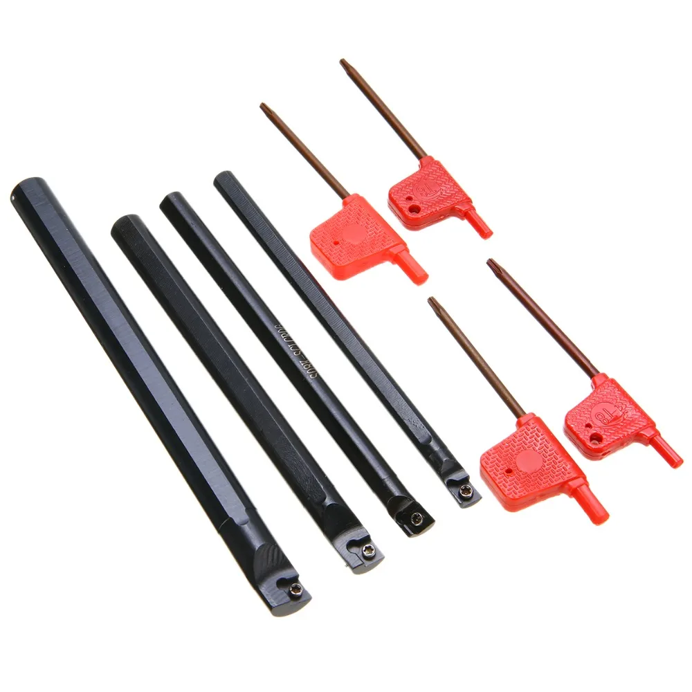 

4pcs/set SCLCR06 Lathe Boring Bar Turning Tool Holder With T8 Wrenches 7/8/10/12mm