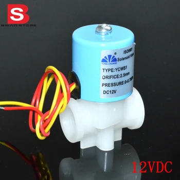 

12VDC Normally Closed 1/4" NPT female thread PP Plastic Electric Solar Inlet Water air oil Solenoid Valve
