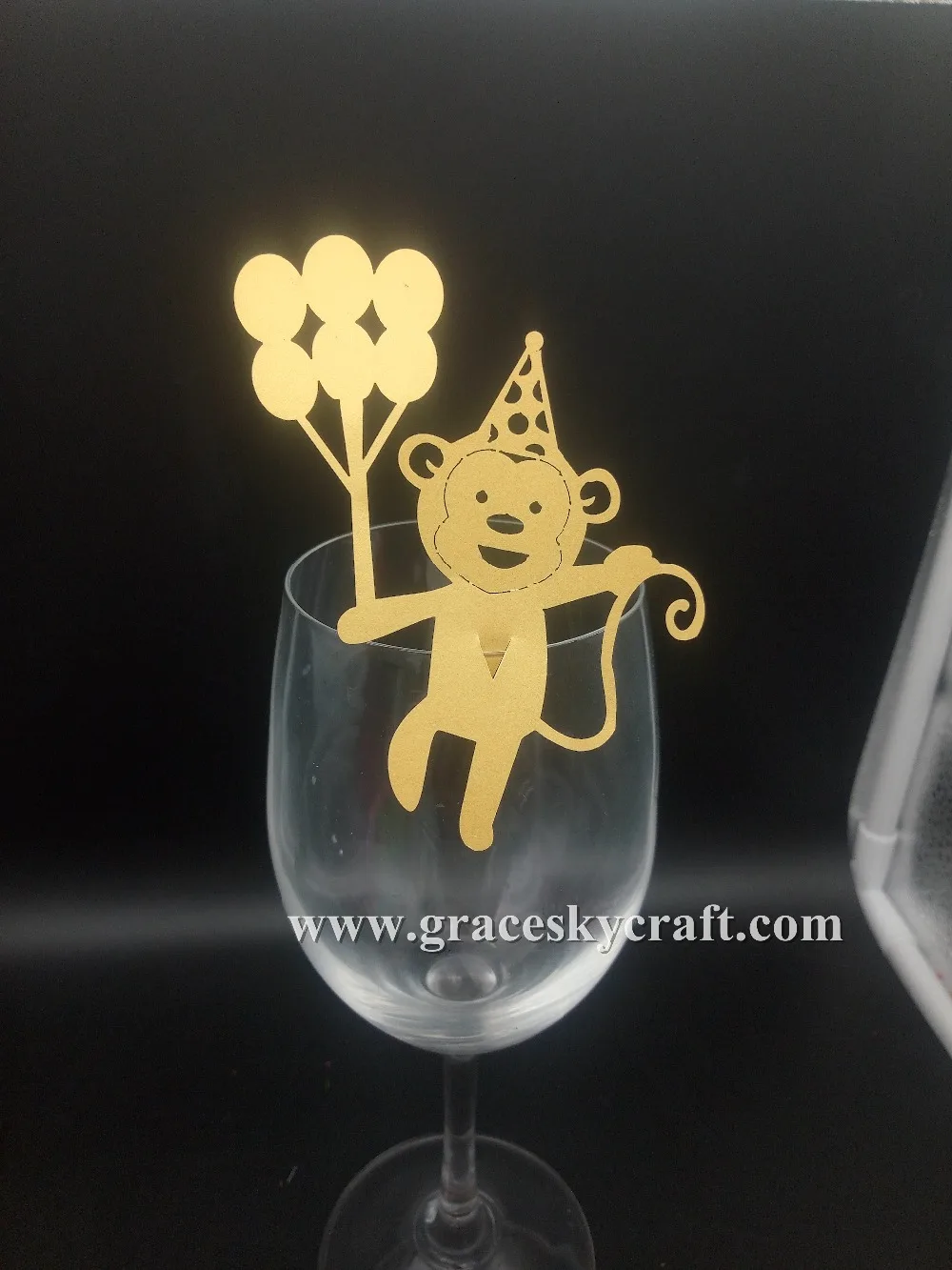 

50pcs Free Shipping New monkey design laser Cut Place name Seat Invitation Cup Cards for Baby Shower Birthday party supplies