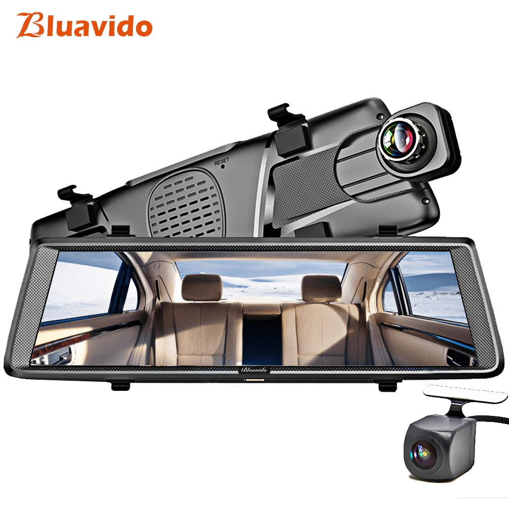 

Bluavido 10" 4G ADAS Android mirror car video recorder GPS navigation Full HD 1080P dash cam rear view camera dvr WiFi Bluetooth