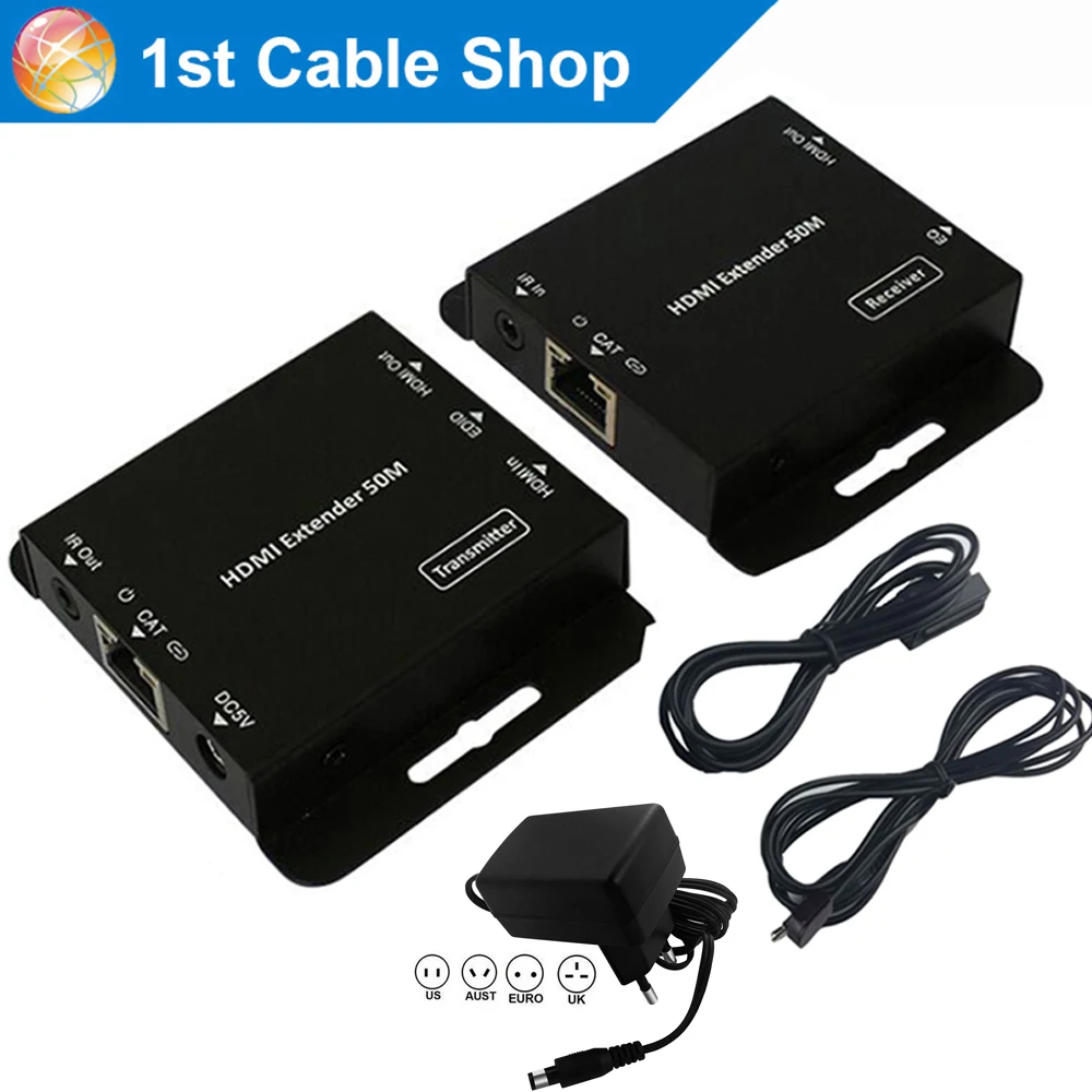 

HDmatters HDMI extender IR amplifier by cat5e/6 cable up to 60M (HDMI transmitter+receivers)