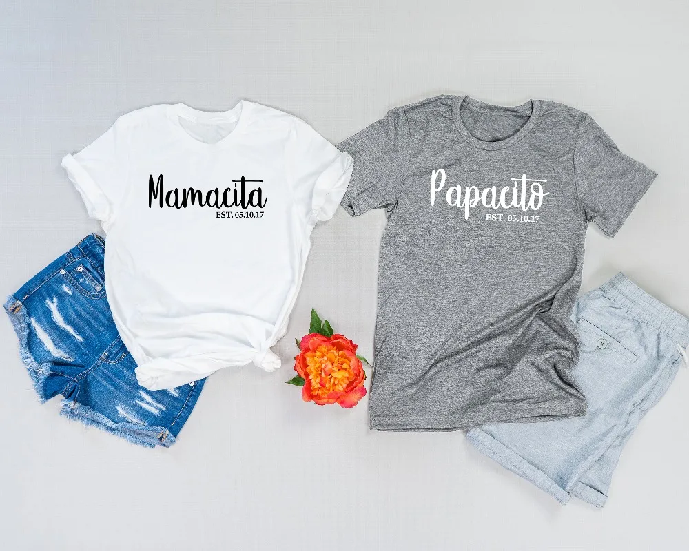 Mamacita Papacito футболка забавная мама папа подарок слоган гранж tumblr Цитата camisetas эстетический Графический Унисекс Женская футболка Топ Футболка