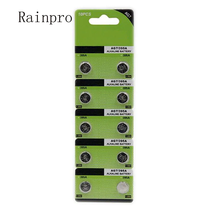 

Rainpro 10PCS/LOT AG7 LR927 395 SR927SW 195 399 button battery for watch.
