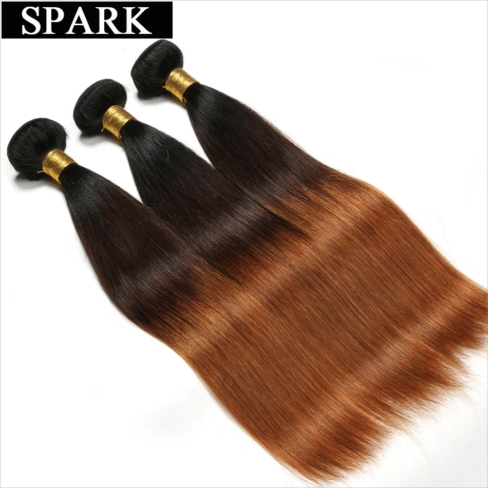 Spark Ombre Straight Human Hair Bundles with Closure 1B/4/30 Brazilian Remy Hair Weave 3/4 Bundles with Lace Closure Free Part Spark Ombre Straight Human Hair Bundles with Closure 1B/4/30 Brazilian Remy Hair Weave 3/4 Bundles with Lace Closure Free Part