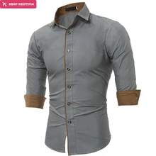 Классические мужские рубашки в стиле пэчворк, хлопковая рубашка с длинным рукавом, мужские повседневные рубашки высокого качества, облегающие мужские рубашки XXXL