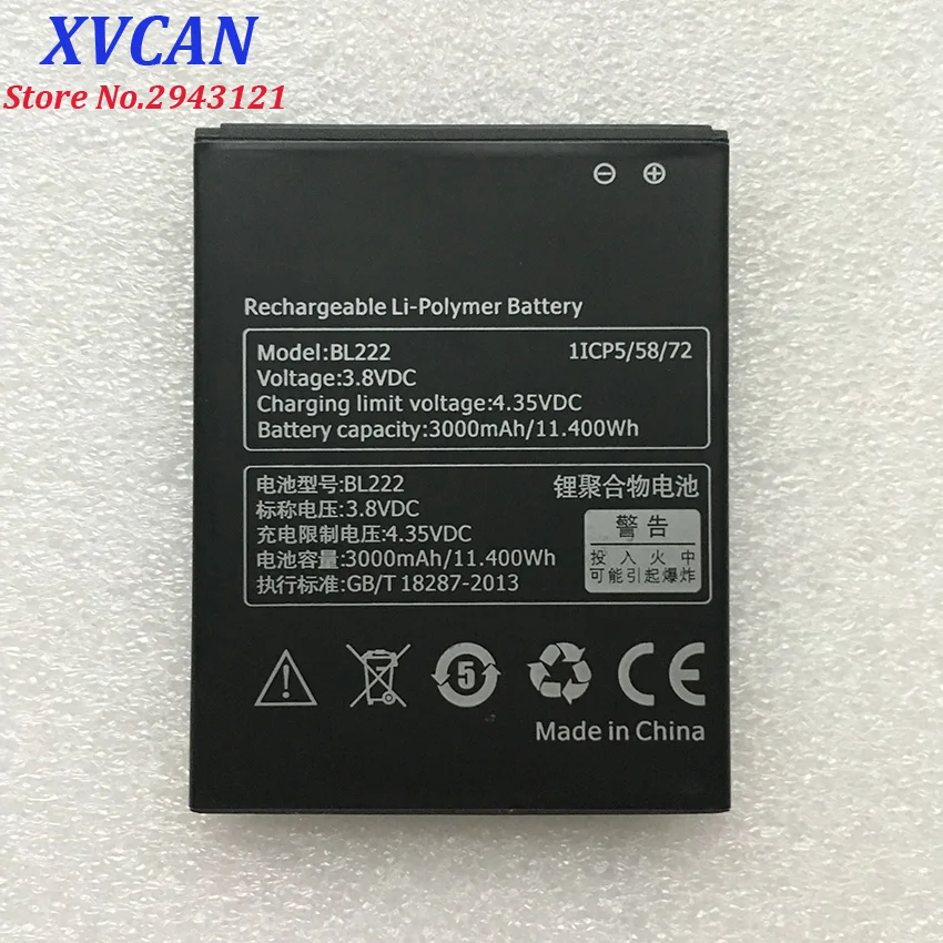 For Lenovo S660 battery BL222 3000mAh large capacity Li-ion Battery Replacement for Lenovo S660 S668T Smart Phone+