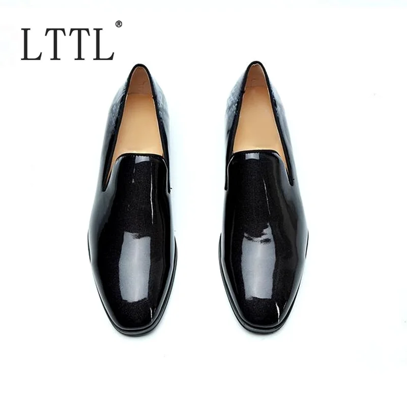 LTTL Designer Brand Patent Leather Loafers Handmade Fashion Slip On Shoes Men Casual Loafer Shoes Italian Style Mens Dress Shoes
