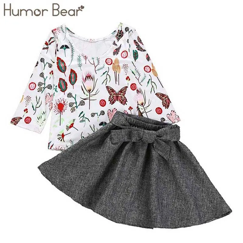 Humor bear/комплект одежды для маленьких девочек коллекция года, брендовый полный костюм для девочек дизайнерские топы для маленьких девочек в европейском и американском стиле+ штаны, От 3 до 7 лет