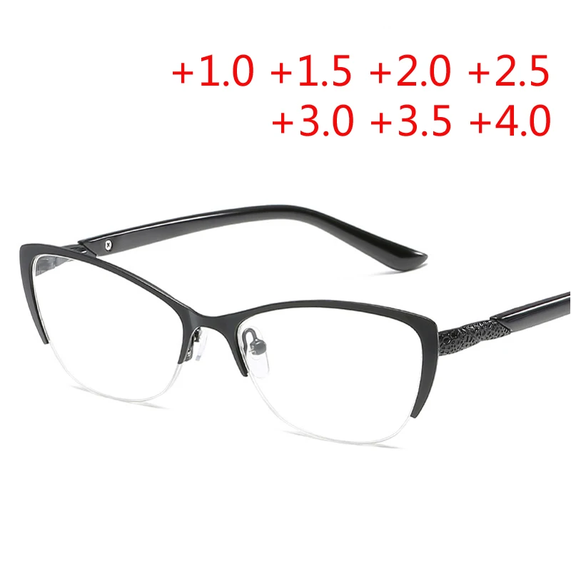 

Fashion Metal Cat Eye Reading Glasses Oversized Women Reading Glasses Old Men Eyewear Presbyopia 1.0 1.5 2.0 2.5 3.0 4.0