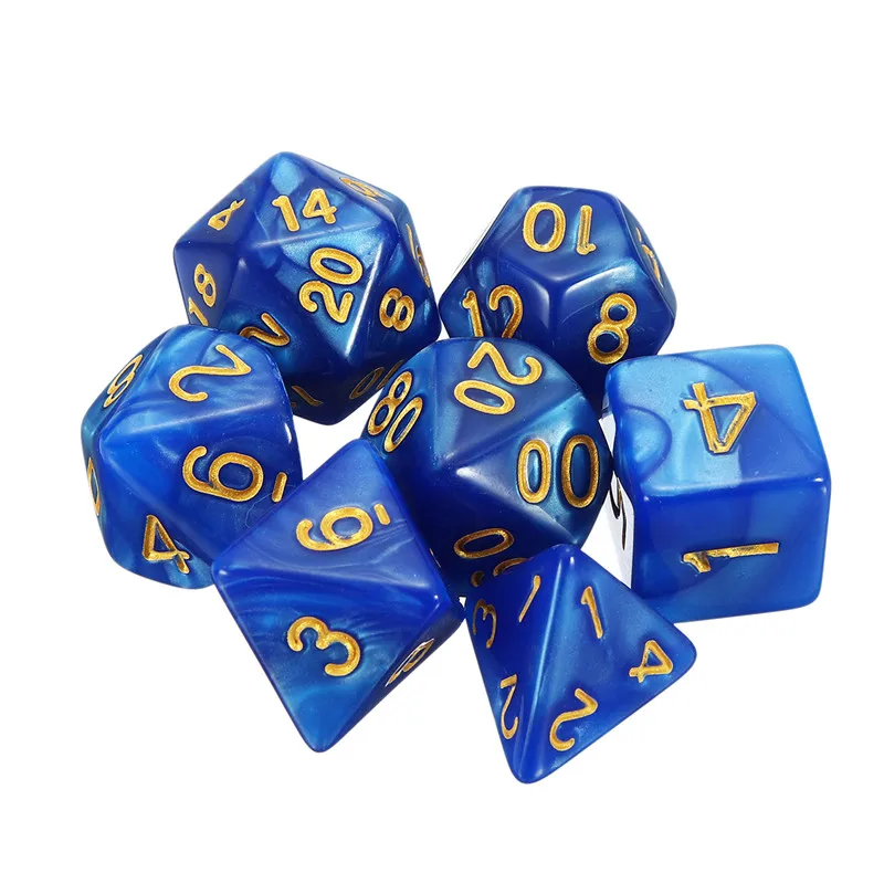 7 шт./компл. TRPG игры Игровые кубики D4, D6, D8, D10, D10%, D12, D20 многогранные кости Вечерние развлечения Настольные игры лучшие подарки