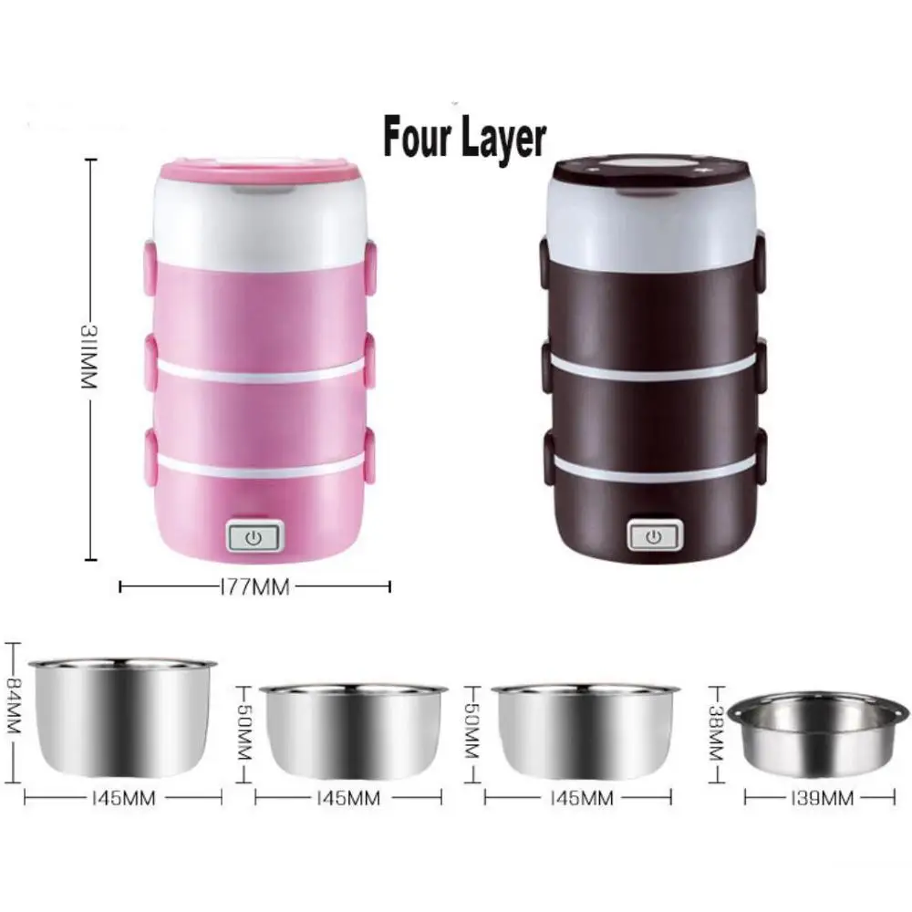 

220V 2~4 Layers Electric Heated Lunch Box Set 200W Multifunctional Food Warmer Mini Rice Cooker Warmer for Students Dormitory