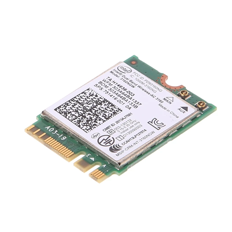 Intel двухдиапазонный беспроводной 802 11 AC 3160 NGW NGFF Bluetooth 4 0 Wifi WLAN карта|Сетевые карты| |