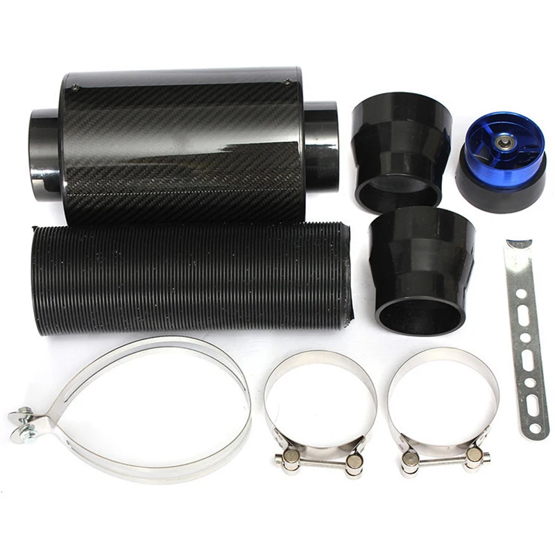 

Car Carbon Fiber Induction Air Intake Filter Kit Ram Filter Box Cold Air Intake Bellows System Part with Intake Hose