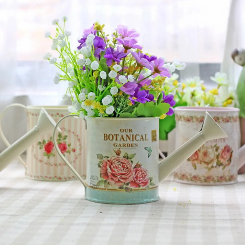 2018 new European pastoral style candy color dot small iron bucket gardening flower arranger photo decoration drop shipping 2018 new European pastoral style candy color dot small iron bucket gardening flower arranger photo decoration drop shipping