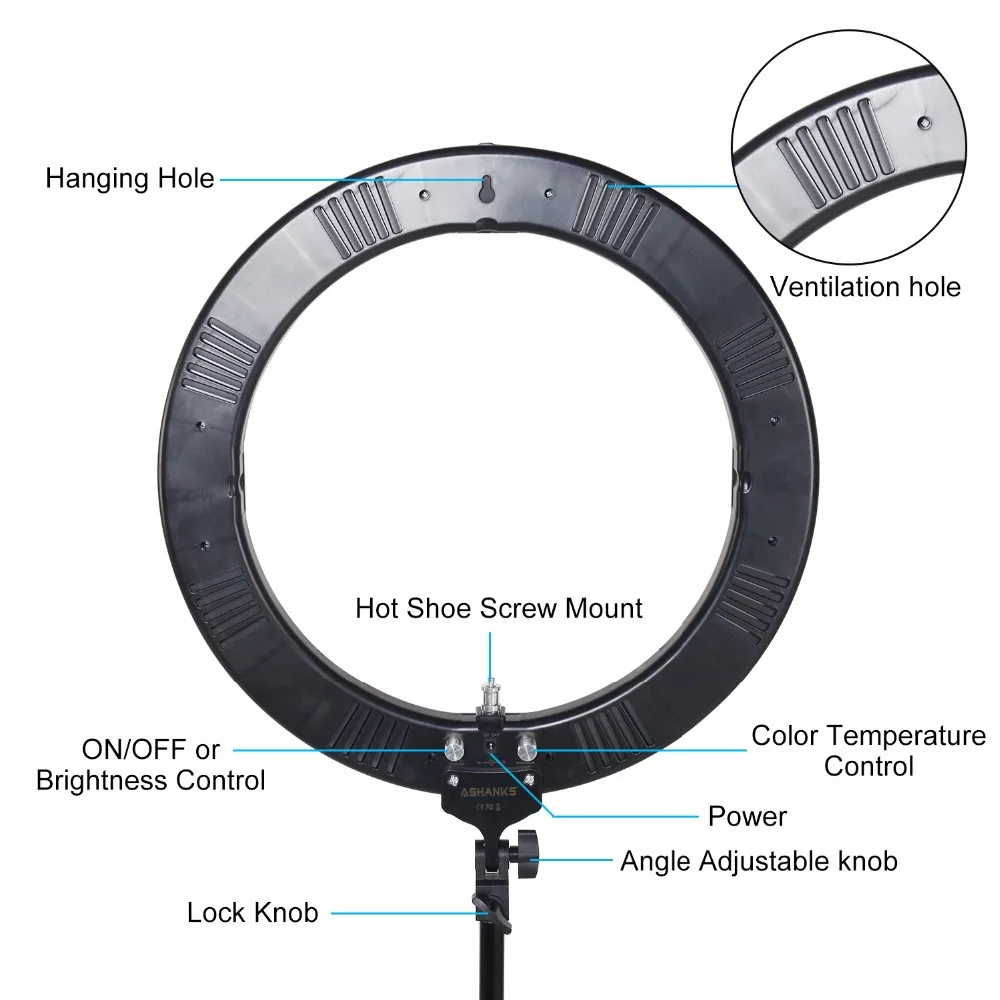  18'' Ring Light RL-18 LED Selfie Bi-color Photography YouTube Makeup Beauty Lamp with Stand Camera  - 32826964822