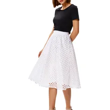 Женская энергичная юбка с высокой эластичной талией, вязанная крючком расклешенная трапециевидная юбка