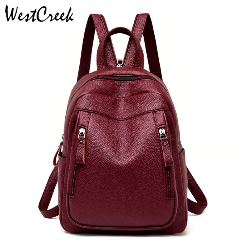 

WESTCREEK Brand Leather Small Backpack Women Anti Theft Back Pack Female Vintage Backpacks Travel Bagpack School Bags for Girls
