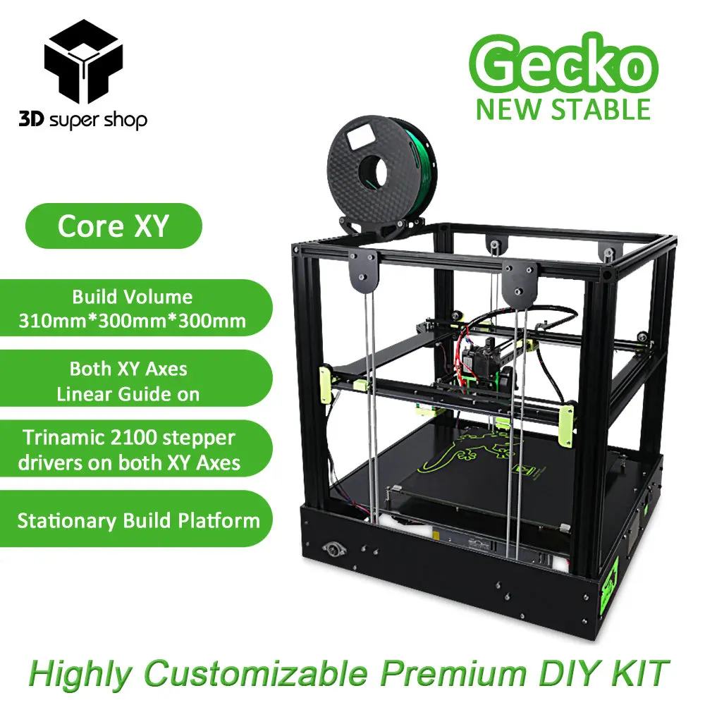 

3D Gecko Core XY 3D Printer Structure DIY Kit with heat bed large print size with clone Titan extruder Printers
