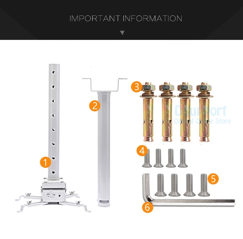 Универсальное крепление для проектора, регулируемая высота, общее крепление для проектора, кронштейн для проектора, максимальная поддержка 25 кг, вес