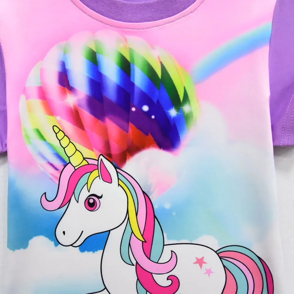 Camiseta Unicornio/футболка для девочек Детская летняя одежда для дня рождения для маленьких девочек топы для маленьких девочек Roupa Menina