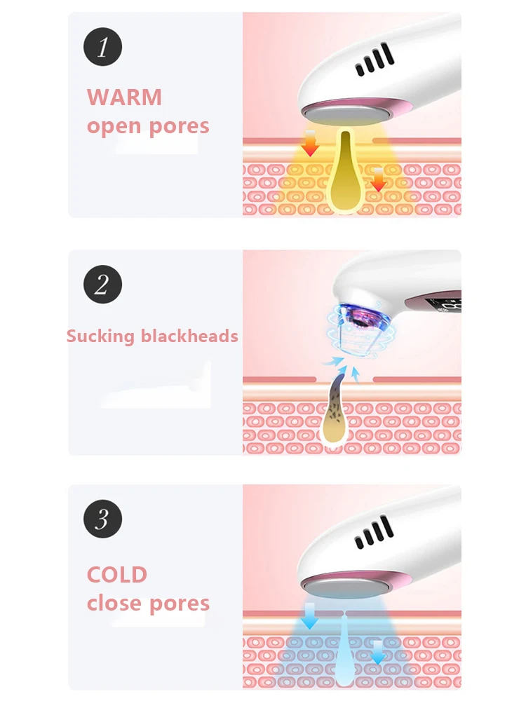 US $39.99 Blackhead Vaccum Cleaner For Face Black Dots Whitehead Remover 4 Replaceable Suction Head LED Screen Skin Rejuvenation Lifting