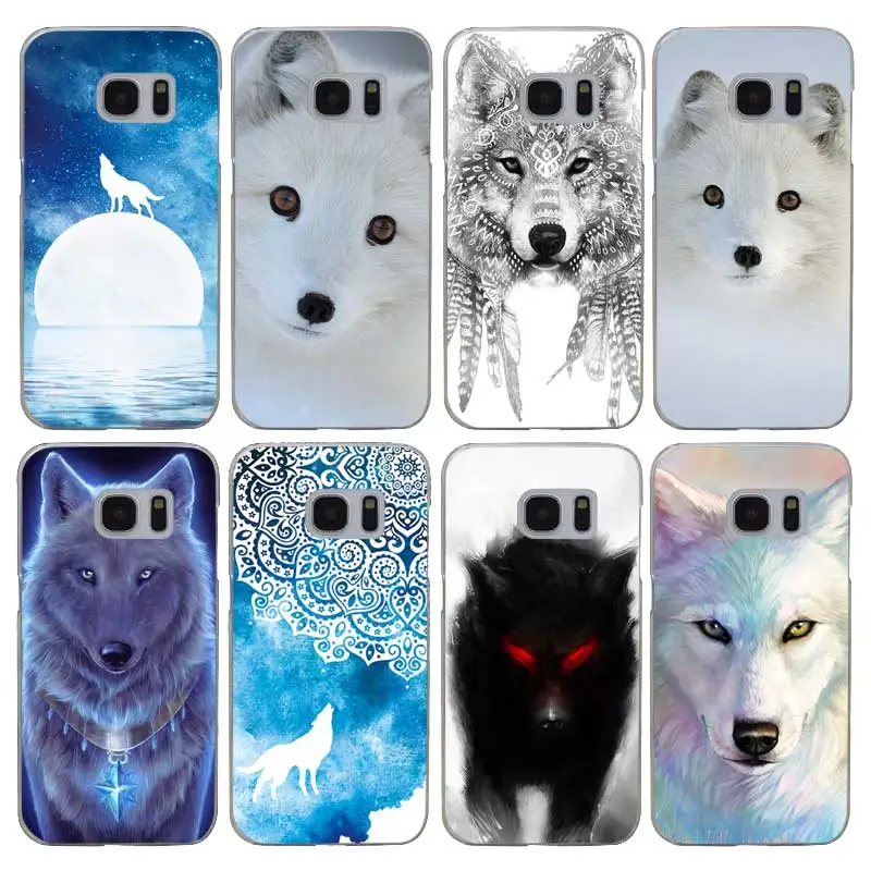 H413 животных печати Волк Pattern Прозрачный жесткий чехол для Samsung Galaxy S Note 3 4 5 6 7 8 9 Edge