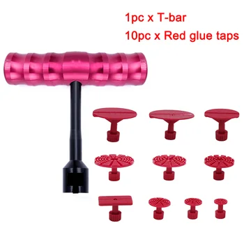 

Tools Kit Paintless Dent Removal Repair Tool Mini Hand Lifter 1pc Small T-Bar Puller + 10pcs W/Red Glue Tab Suction Cups Tools